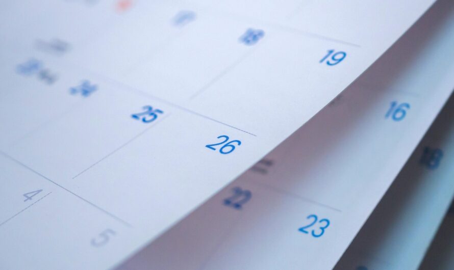 A close-up of a calendar.