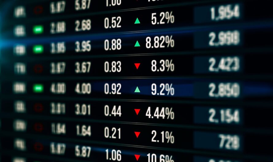 A screen showing stock market movements.